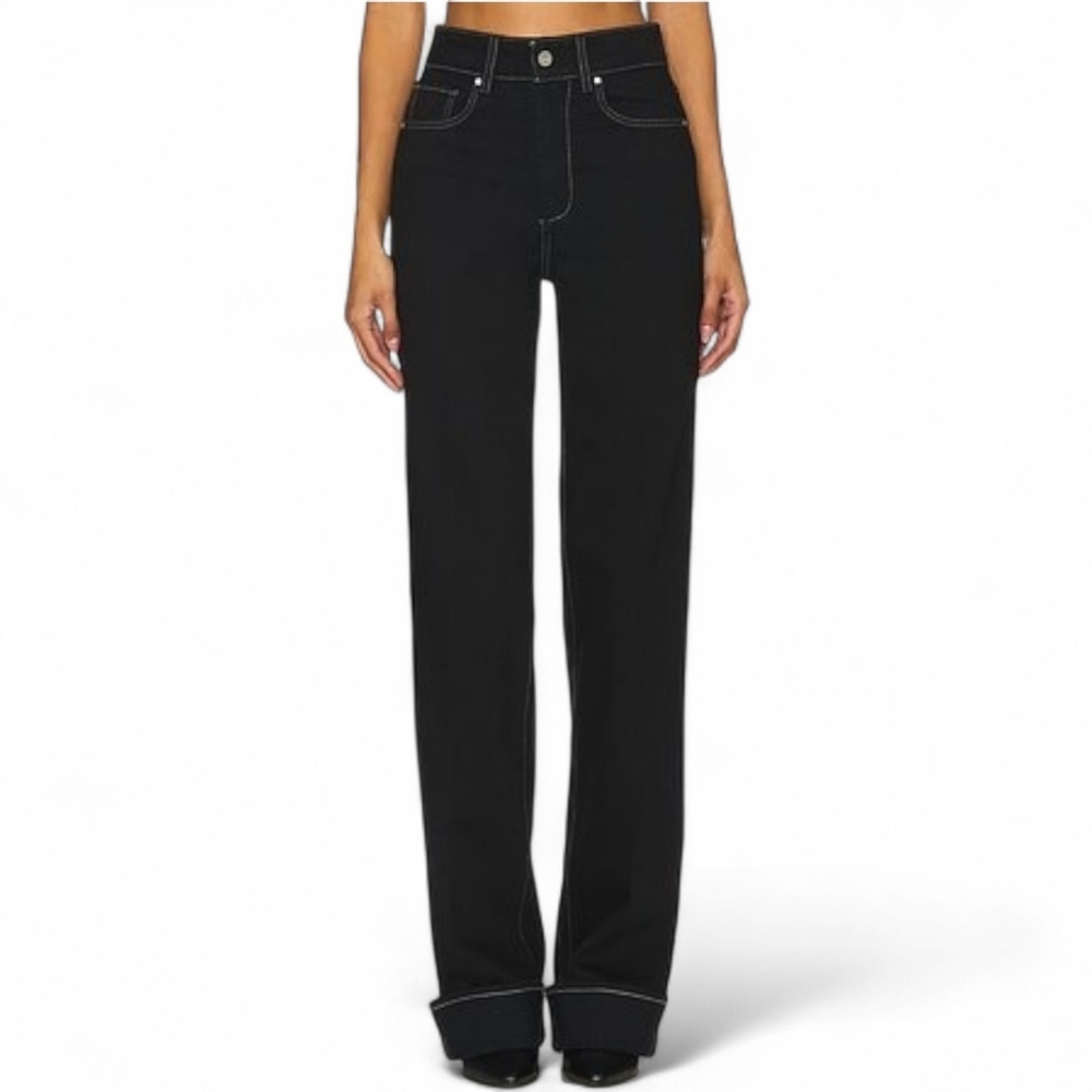 NWOT $279 PAIGE Sasha Wide Leg Jeans in Twilight Black 26